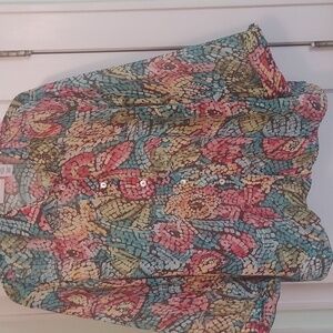 Women’s Floral Mosaic Button-Front Blouse - Multicolor